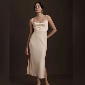 NWT BHLDN Cali Satin Charmeuse Midi Dress in "Oyster" Size Medium 6